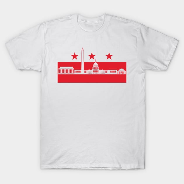 Washington DC City Skyline Flag T-Shirt by polliadesign